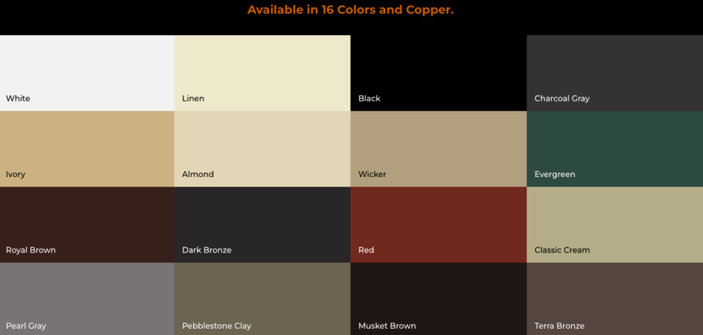 Leaf Sentry Gutter Systems Color Chart